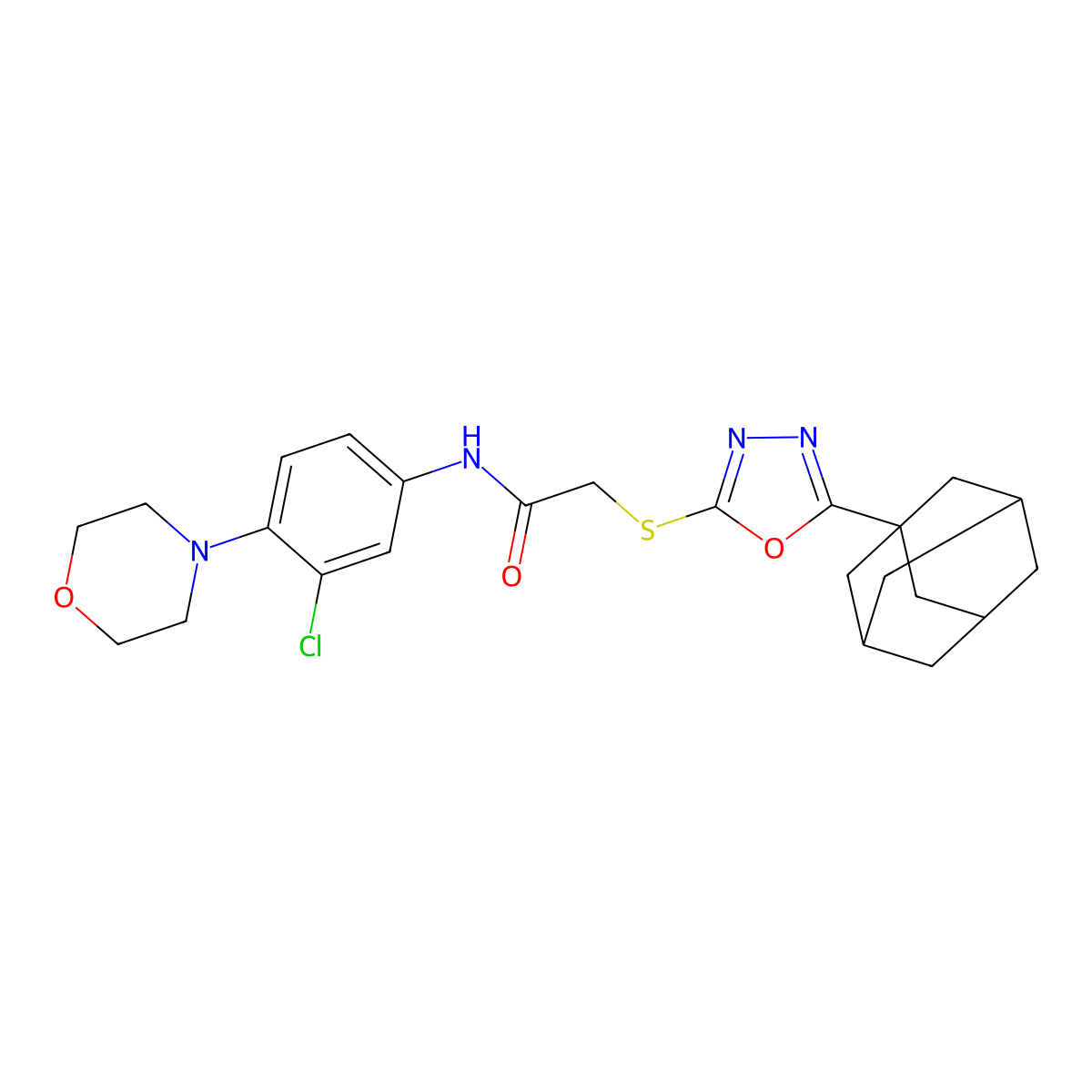 2-[[5-(1-adamantyl)-1,3,4-oxadiazol-2-yl]sulfanyl]-N-(3-chloro-4-morpholin-4-ylphenyl)acetamide molecular structure, CAS 712322-41-3