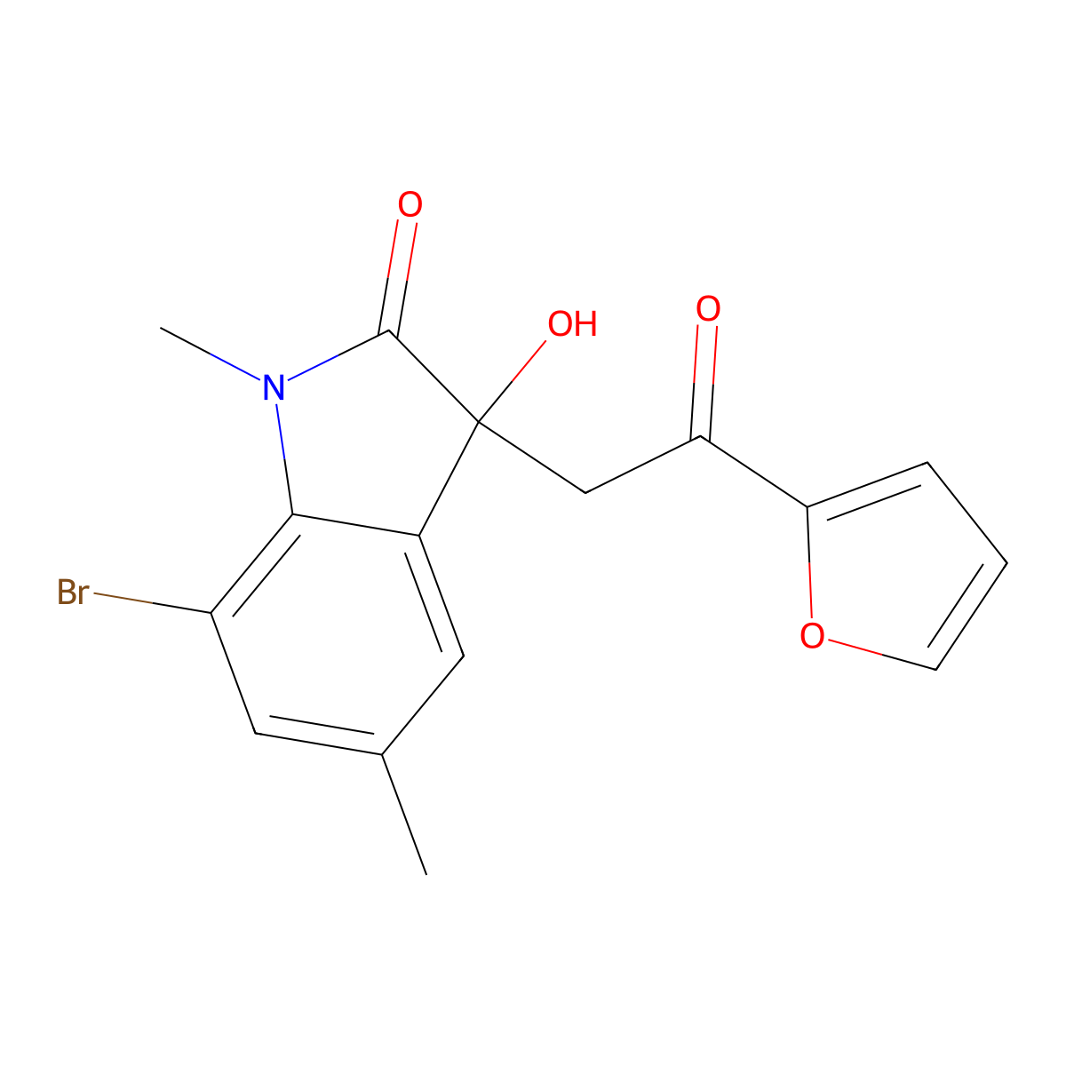 7-Bromo-3-[2-(furan-2-yl)-2-oxoethyl]-3-hydroxy-1,5-dimethylindol-2-one molecular structure, CAS 712322-53-7