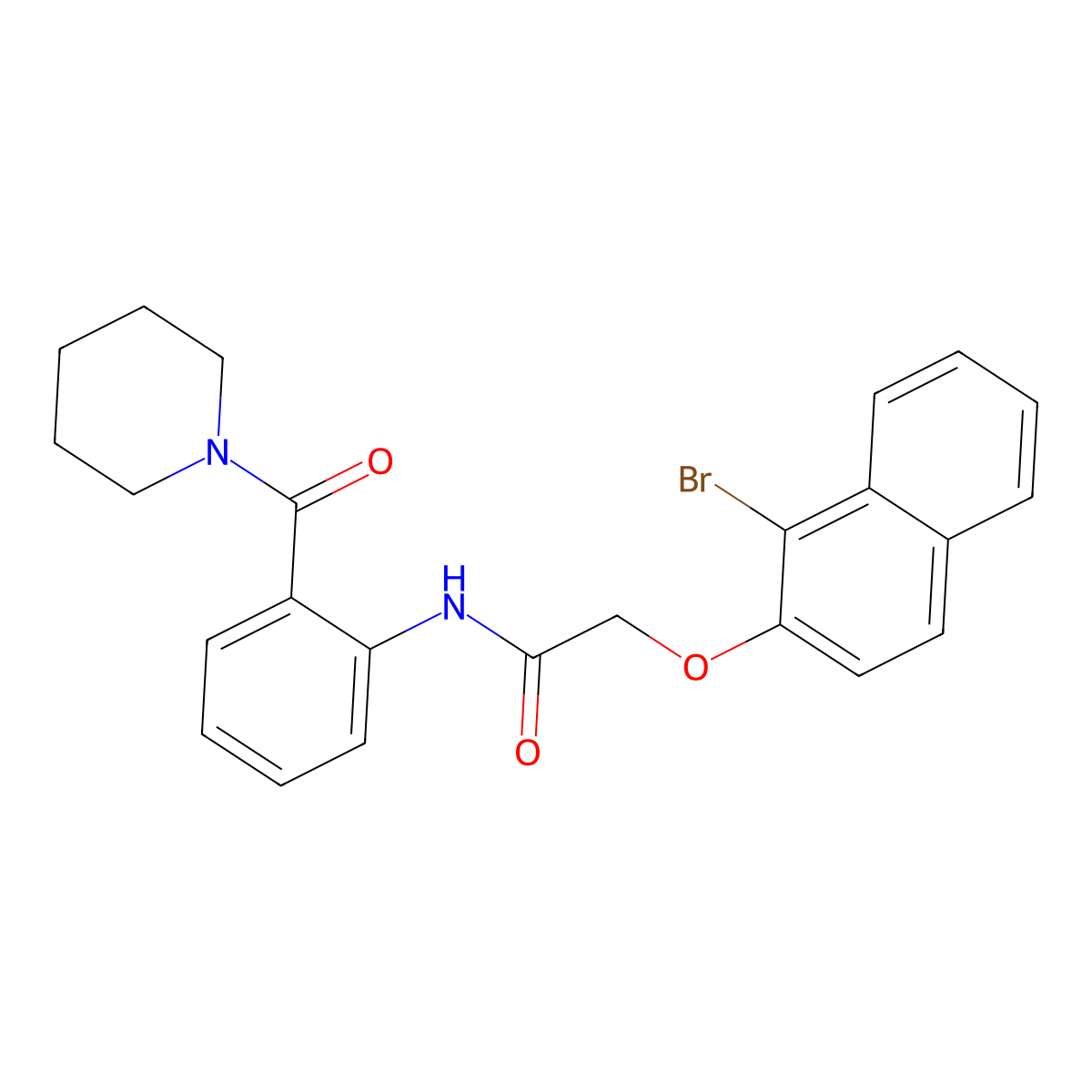 2-(1-bromonaphthalen-2-yl)oxy-N-[2-(piperidine-1-carbonyl)phenyl]acetamide molecular structure, CAS 712322-61-7