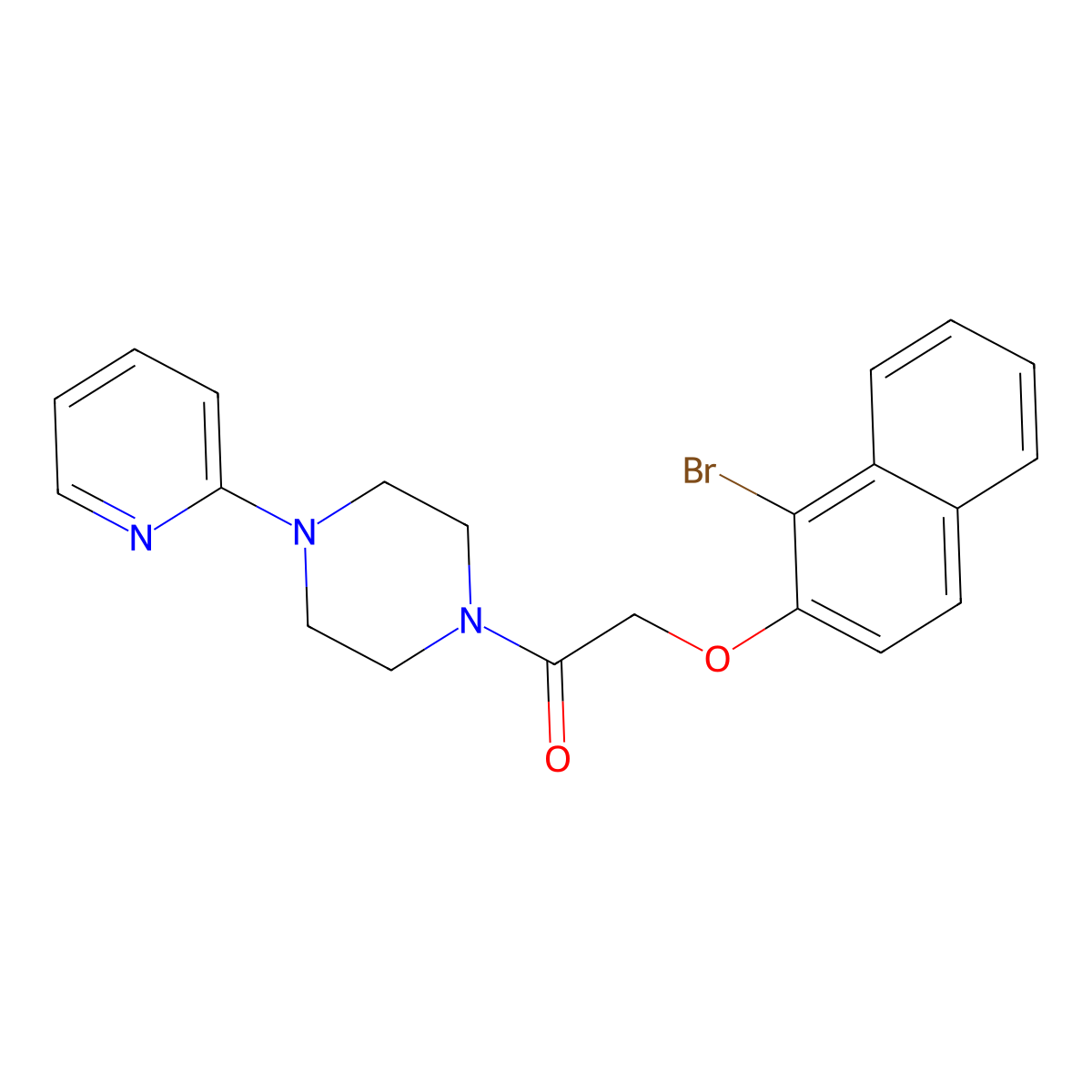 1-{[(1-Bromo-2-naphthyl)oxy]acetyl}-4-(2-pyridinyl)piperazine molecular structure, CAS 712322-64-0