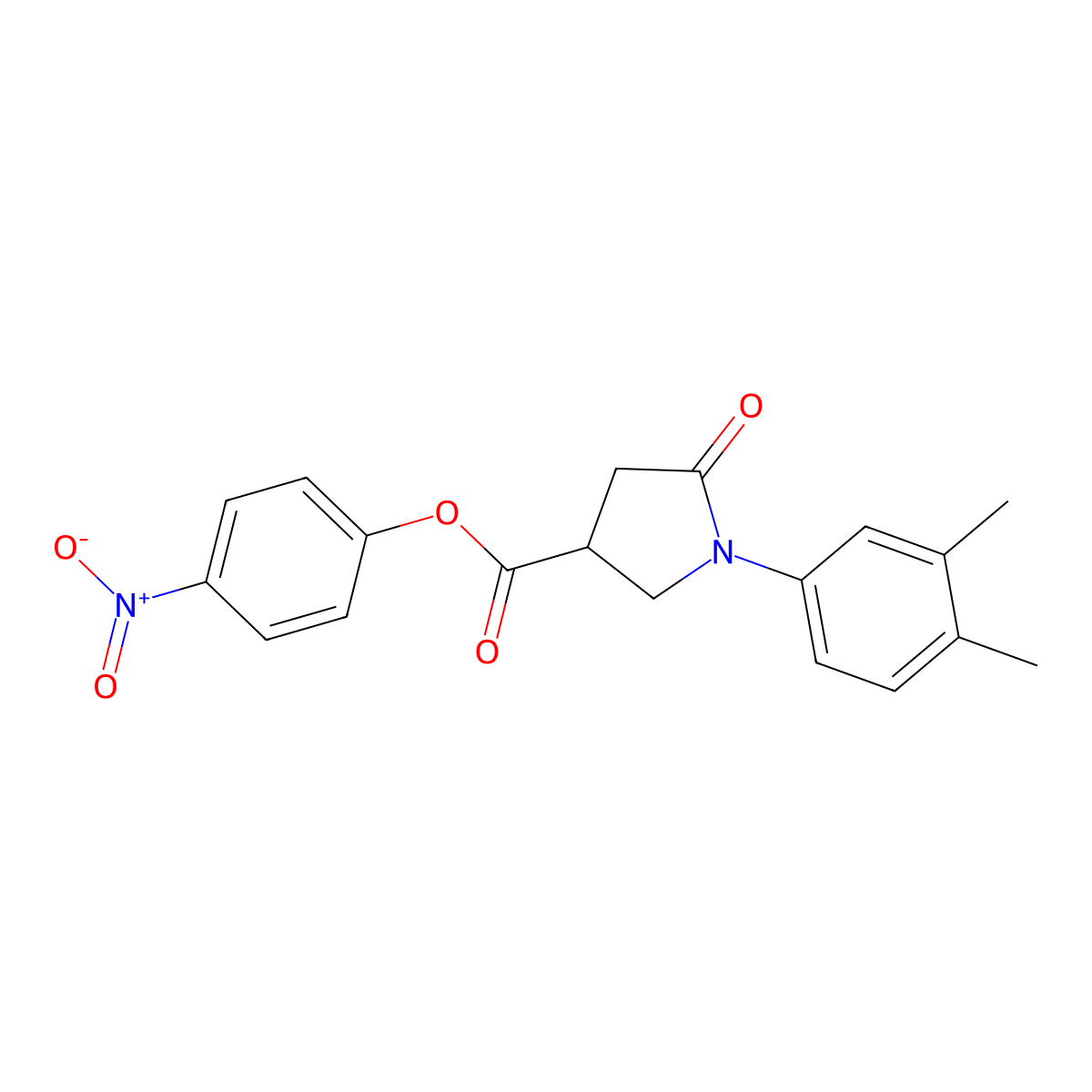 4-Nitrophenyl 1-(3,4-dimethylphenyl)-5-oxopyrrolidine-3-carboxylate molecular structure, CAS 712322-97-9