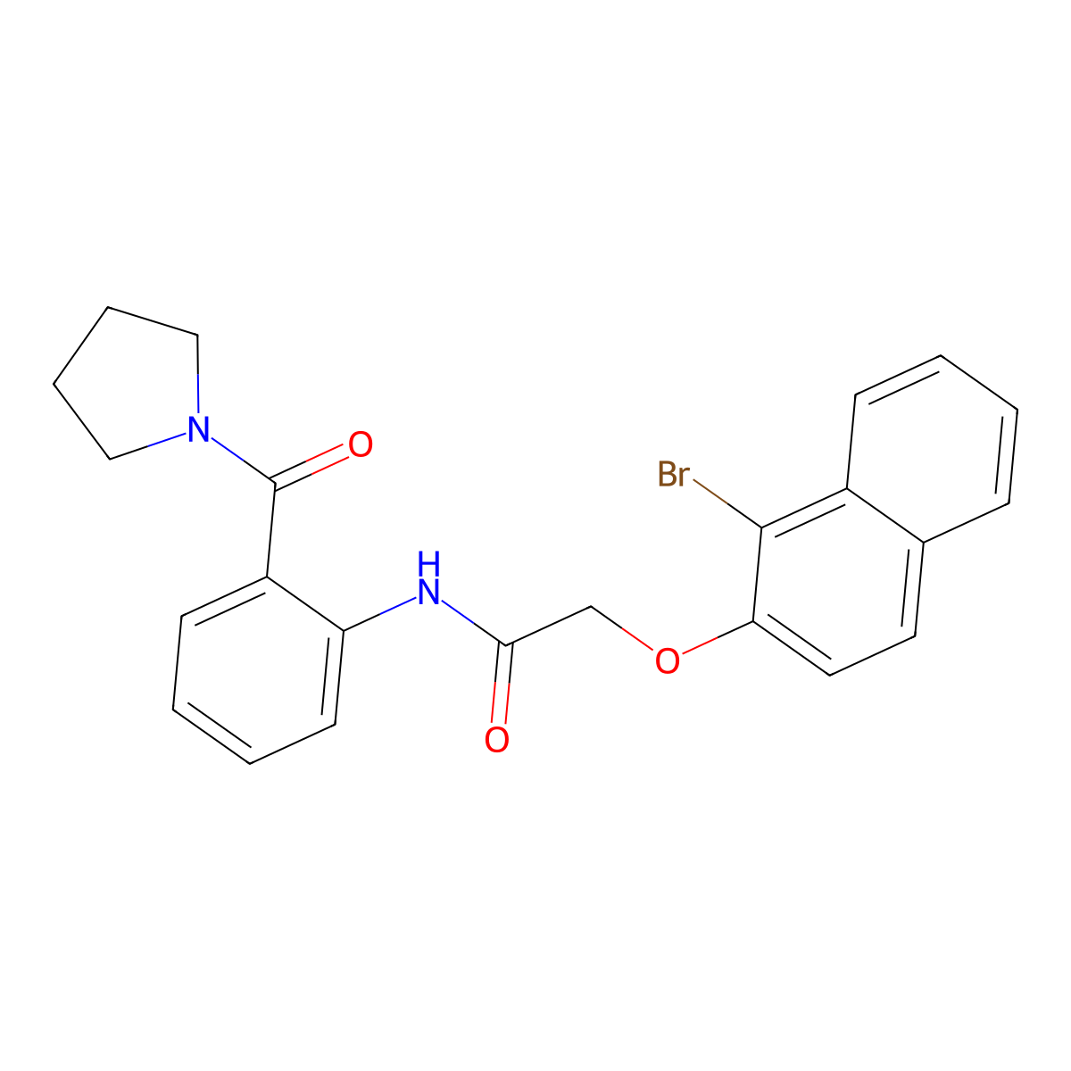 2-(1-bromonaphthalen-2-yl)oxy-N-[2-(pyrrolidine-1-carbonyl)phenyl]acetamide molecular structure, CAS 712323-04-1