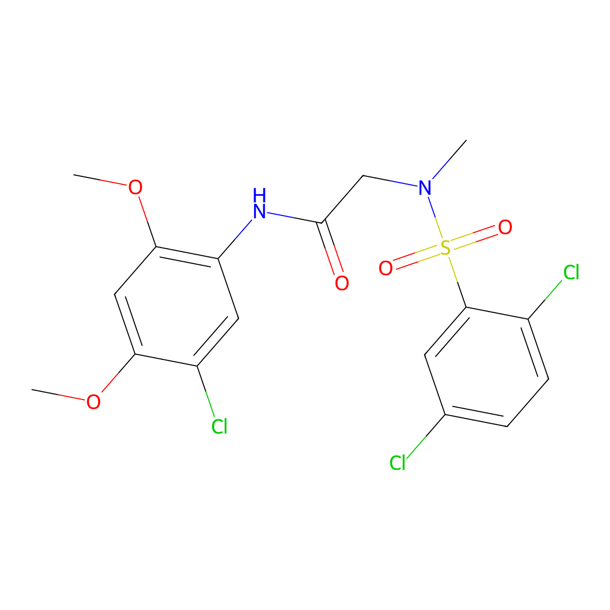 N-(5-chloro-2,4-dimethoxyphenyl)-2-[(2,5-dichlorophenyl)sulfonyl-methylamino]acetamide molecular structure, CAS 712323-10-9