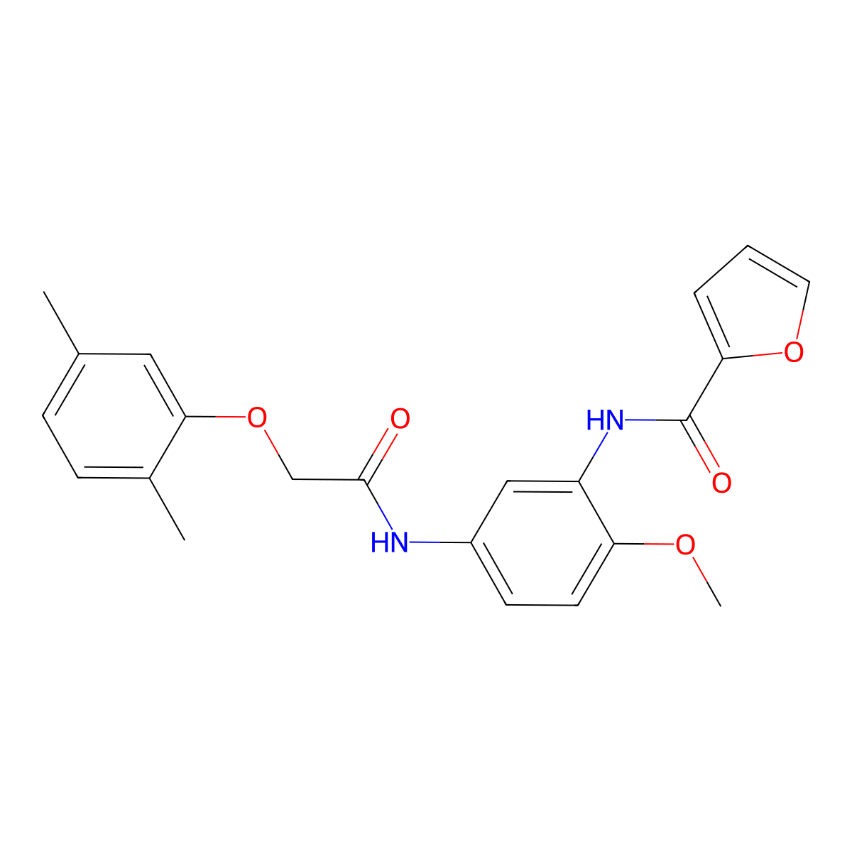 N-[5-[[2-(2,5-dimethylphenoxy)acetyl]amino]-2-methoxyphenyl]furan-2-carboxamide molecular structure, CAS 712323-11-0