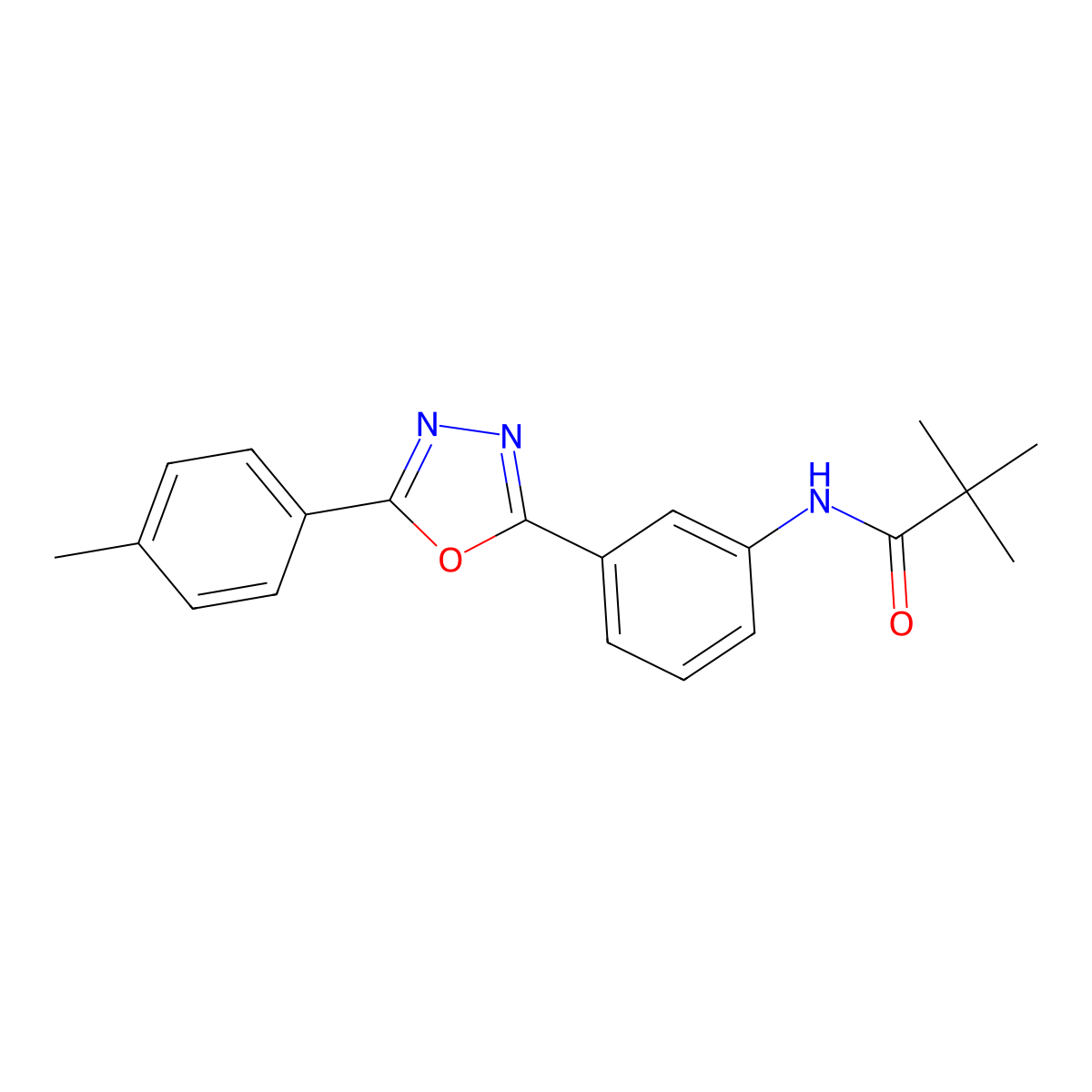 2,2-dimethyl-N-[3-[5-(4-methylphenyl)-1,3,4-oxadiazol-2-yl]phenyl]propanamide molecular structure, CAS 712323-46-1