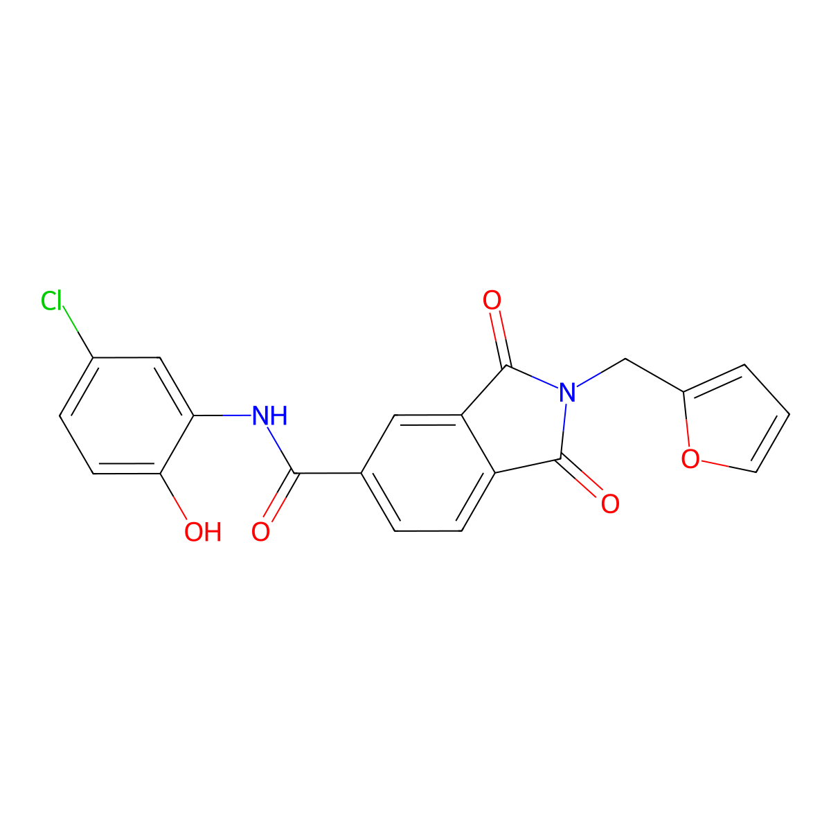 N-(5-chloro-2-hydroxyphenyl)-2-(furan-2-ylmethyl)-1,3-dioxoisoindole-5-carboxamide molecular structure, CAS 712323-83-6