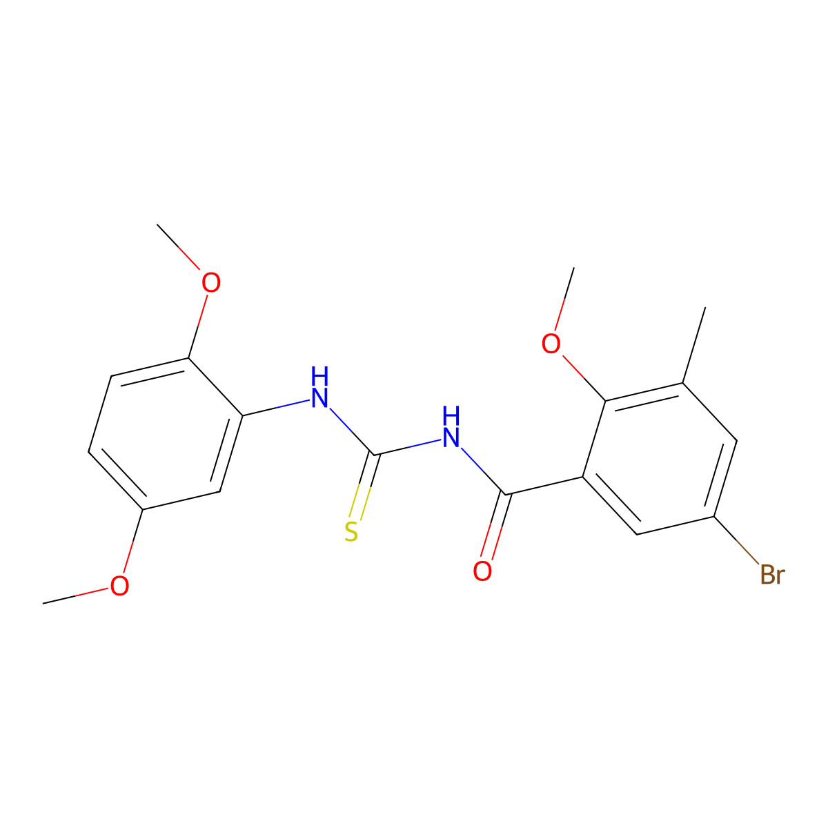 5-bromo-N-[(2,5-dimethoxyphenyl)carbamothioyl]-2-methoxy-3-methylbenzamide molecular structure, CAS 712323-97-2