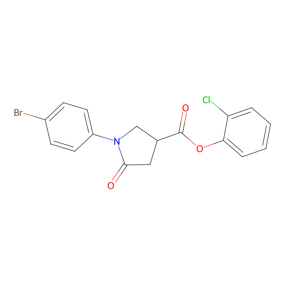 2-Chlorophenyl 1-(4-bromophenyl)-5-oxopyrrolidine-3-carboxylate molecular structure, CAS 712324-10-2