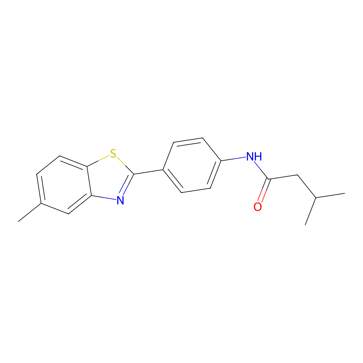 3-methyl-N-[4-(5-methyl-1,3-benzothiazol-2-yl)phenyl]butanamide molecular structure, CAS 712324-13-5