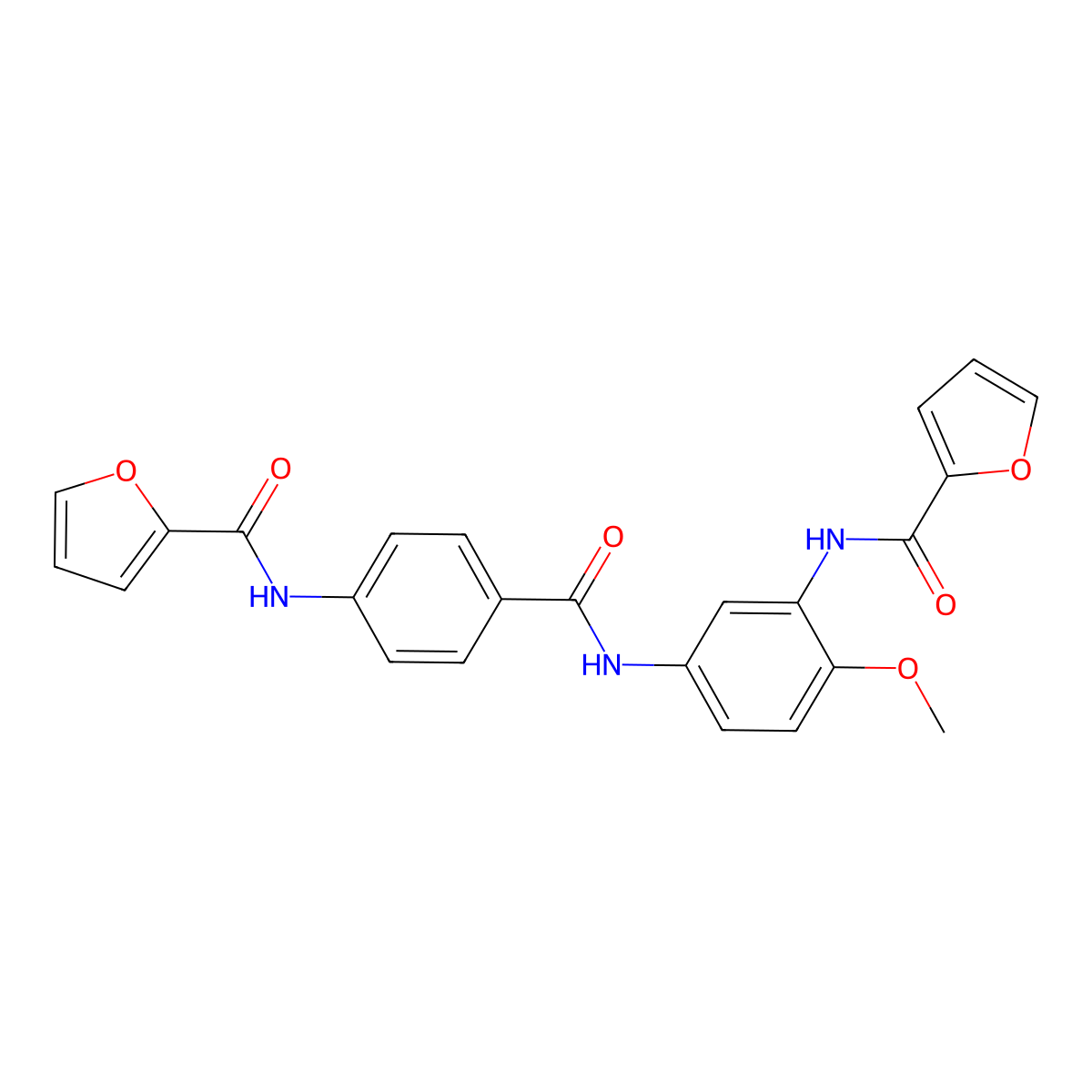 N-[4-[[3-(furan-2-carbonylamino)-4-methoxyphenyl]carbamoyl]phenyl]furan-2-carboxamide molecular structure, CAS 712324-36-2