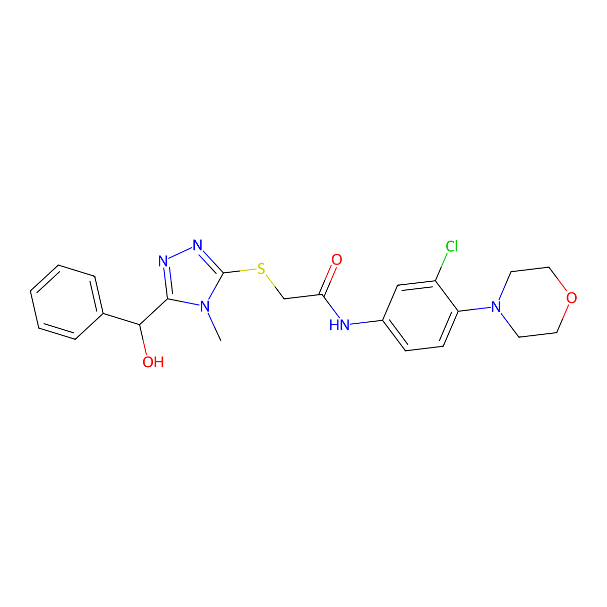 N-(3-chloro-4-morpholin-4-ylphenyl)-2-[[5-[hydroxy(phenyl)methyl]-4-methyl-1,2,4-triazol-3-yl]sulfanyl]acetamide molecular structure, CAS 712324-45-3