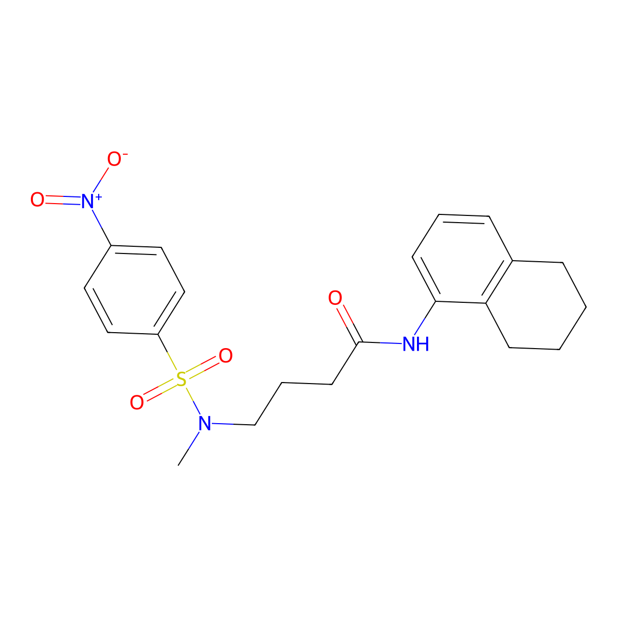 4-[methyl-(4-nitrophenyl)sulfonylamino]-N-(5,6,7,8-tetrahydronaphthalen-1-yl)butanamide molecular structure, CAS 712324-48-6