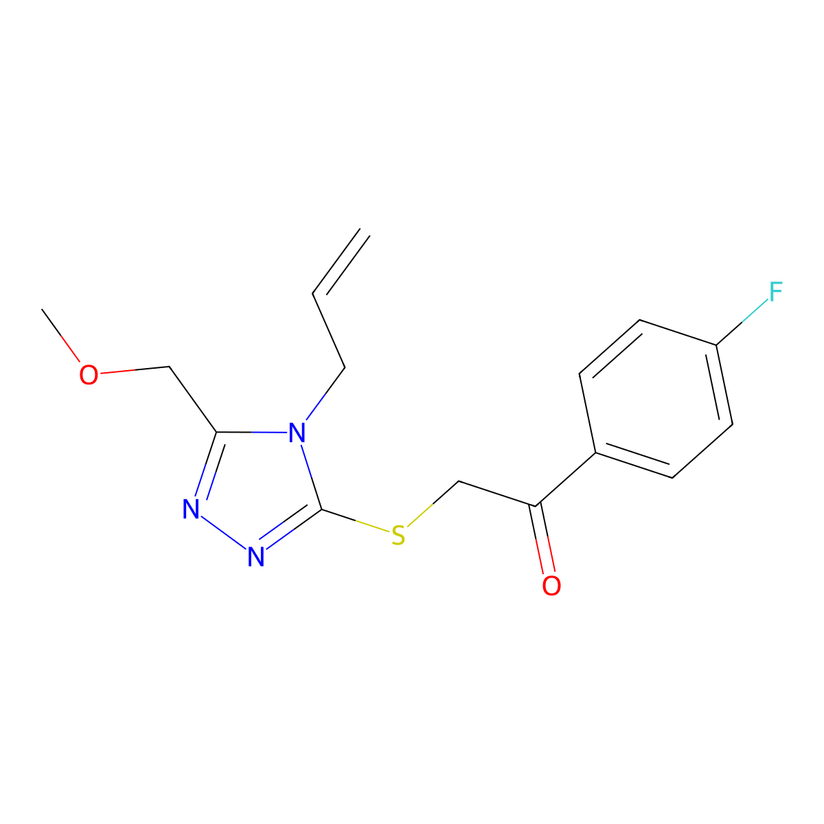 2-{[4-allyl-5-(methoxymethyl)-4H-1,2,4-triazol-3-yl]thio}-1-(4-fluorophenyl)ethanone molecular structure, CAS 712324-61-3