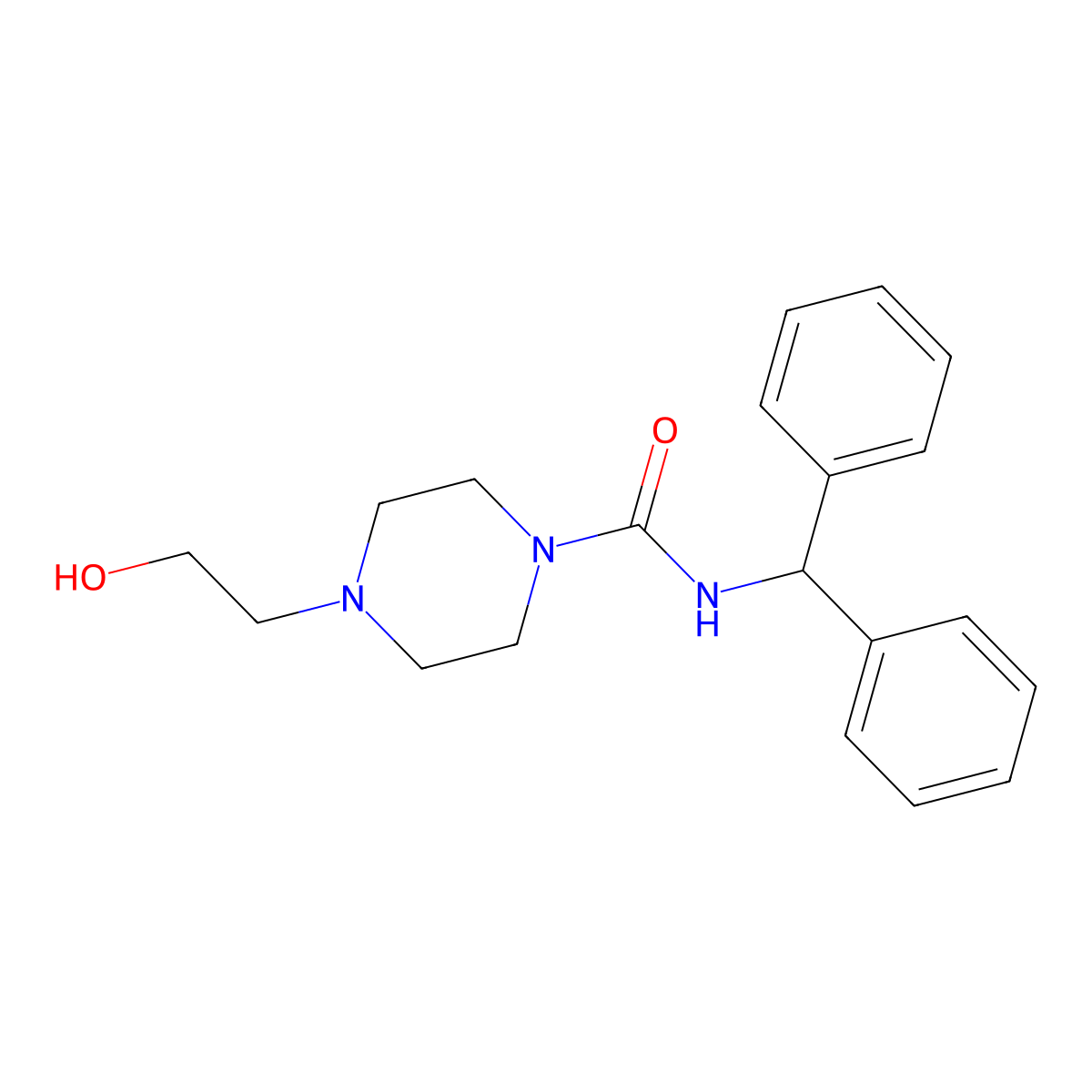 N-benzhydryl-4-(2-hydroxyethyl)piperazine-1-carboxamide molecular structure, CAS 712324-68-0