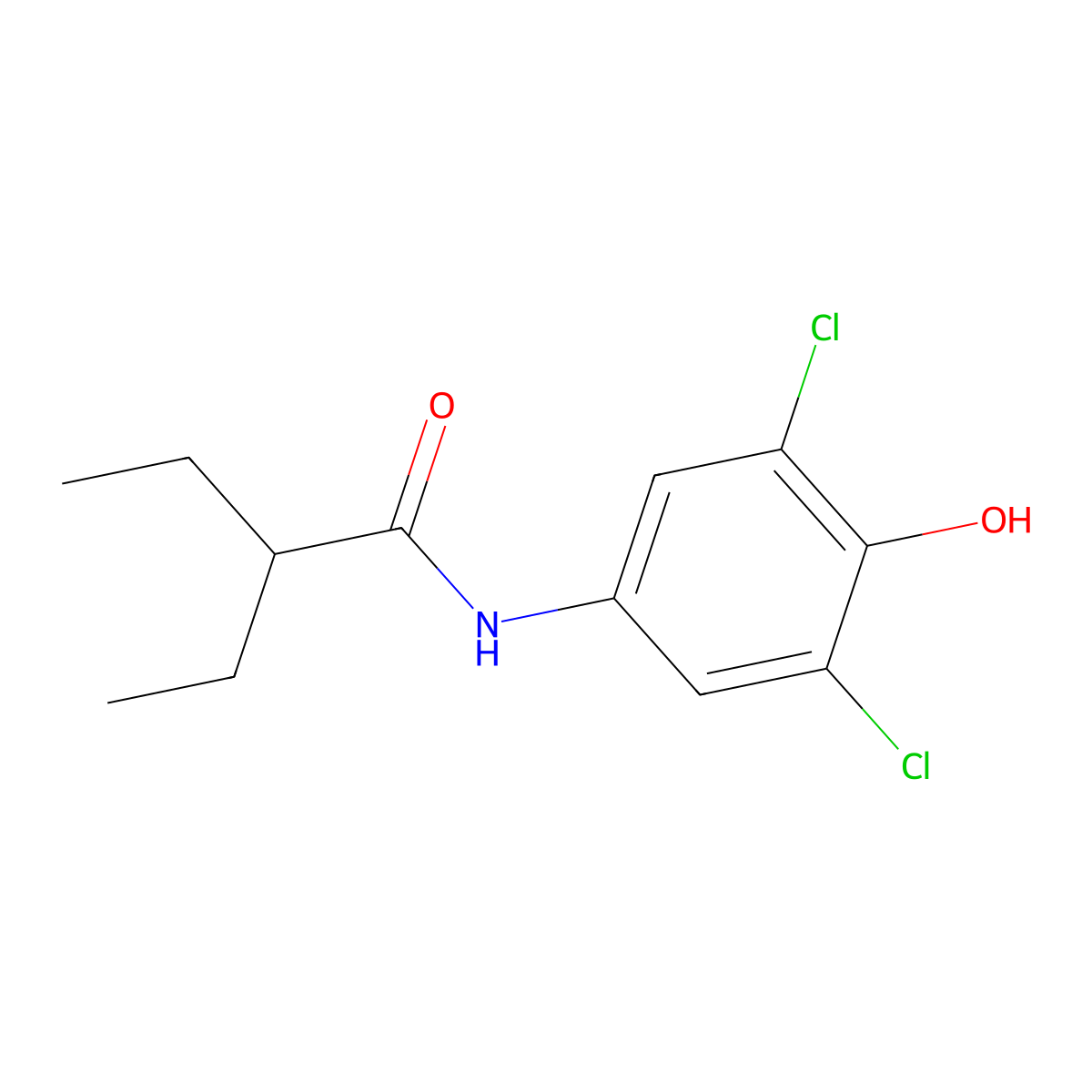 N-(3,5-dichloro-4-hydroxyphenyl)-2-ethylbutanamide molecular structure, CAS 712324-96-4
