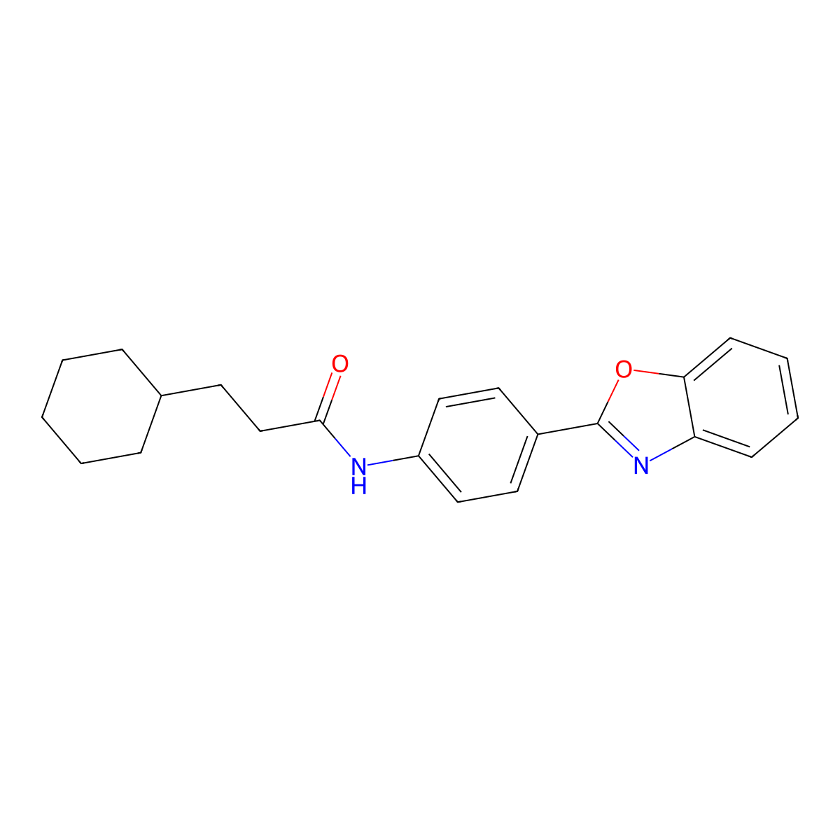 N-[4-(1,3-benzoxazol-2-yl)phenyl]-3-cyclohexylpropanamide molecular structure, CAS 712325-17-2