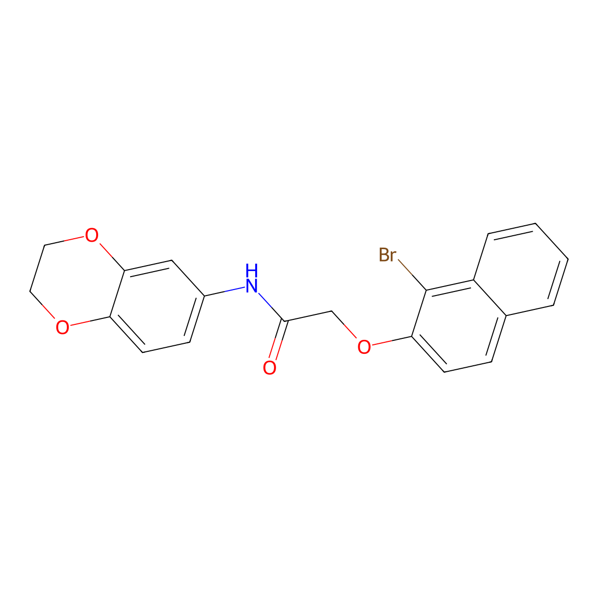 2-(1-bromonaphthalen-2-yl)oxy-N-(2,3-dihydro-1,4-benzodioxin-6-yl)acetamide molecular structure, CAS 712325-31-0
