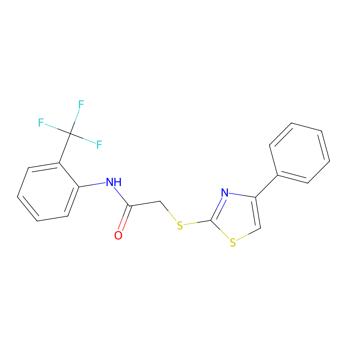 2-[(4-phenyl-1,3-thiazol-2-yl)sulfanyl]-N-[2-(trifluoromethyl)phenyl]acetamide molecular structure, CAS 712325-32-1