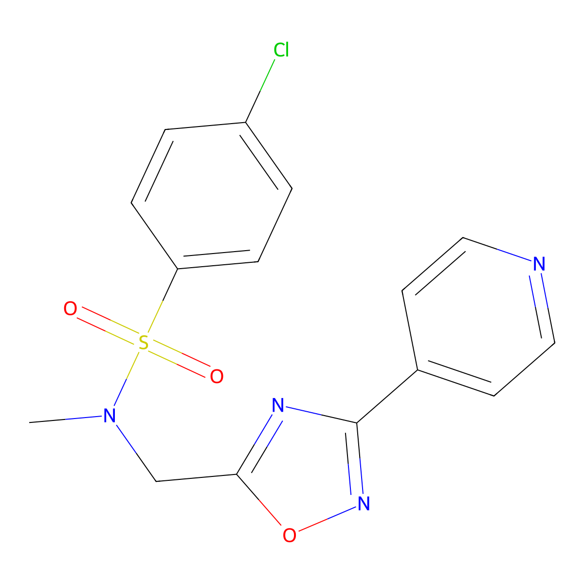 4-chloro-N-methyl-N-[(3-pyridin-4-yl-1,2,4-oxadiazol-5-yl)methyl]benzenesulfonamide molecular structure, CAS 712325-45-6