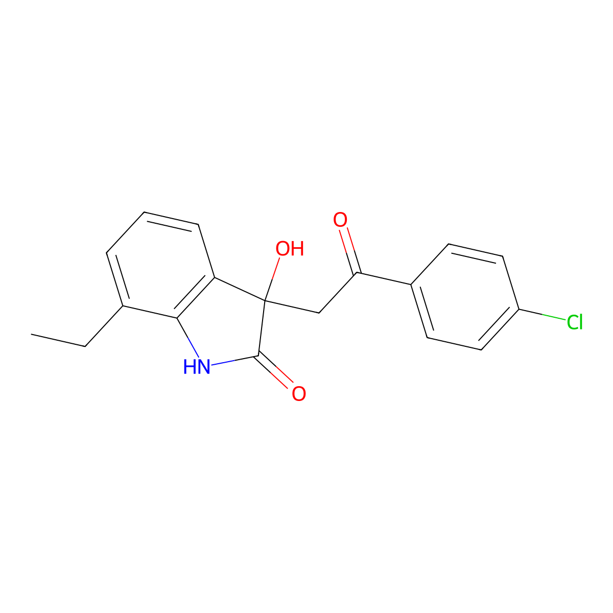 3-[2-(4-chlorophenyl)-2-oxoethyl]-7-ethyl-3-hydroxy-1H-indol-2-one molecular structure, CAS 712325-50-3