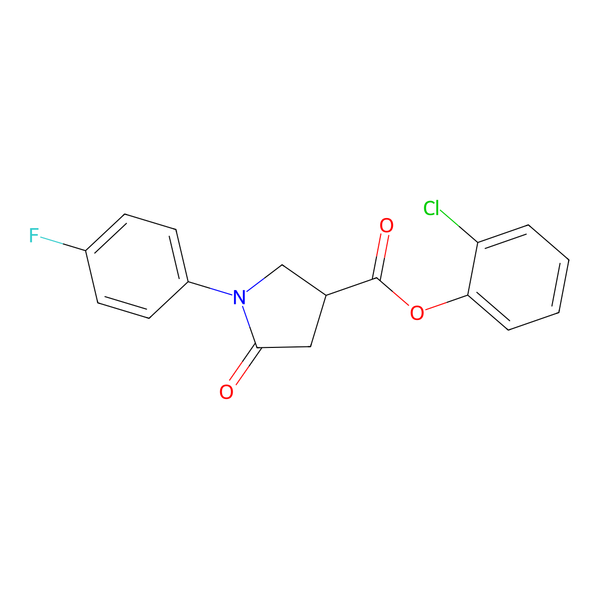 2-Chlorophenyl 1-(4-fluorophenyl)-5-oxopyrrolidine-3-carboxylate molecular structure, CAS 712325-53-6