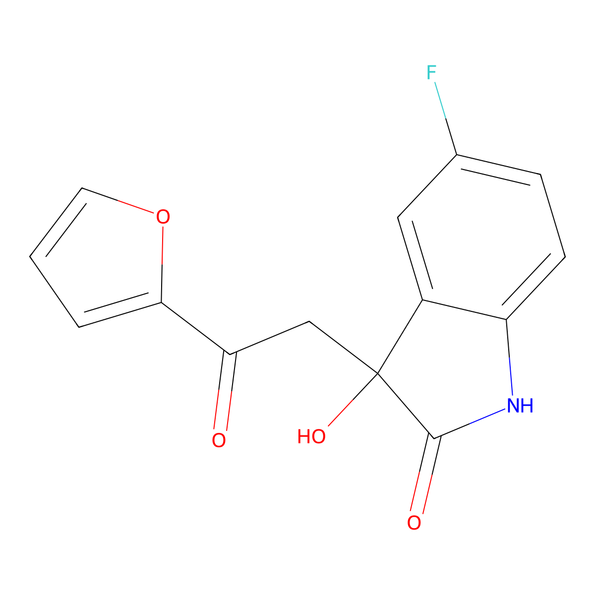 5-fluoro-3-[2-(furan-2-yl)-2-oxoethyl]-3-hydroxy-1H-indol-2-one molecular structure, CAS 712325-76-3