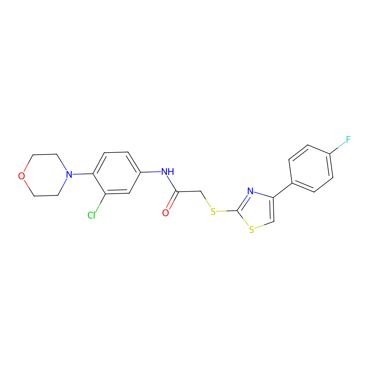 N-(3-chloro-4-morpholin-4-ylphenyl)-2-[[4-(4-fluorophenyl)-1,3-thiazol-2-yl]sulfanyl]acetamide molecular structure, CAS 712325-86-5