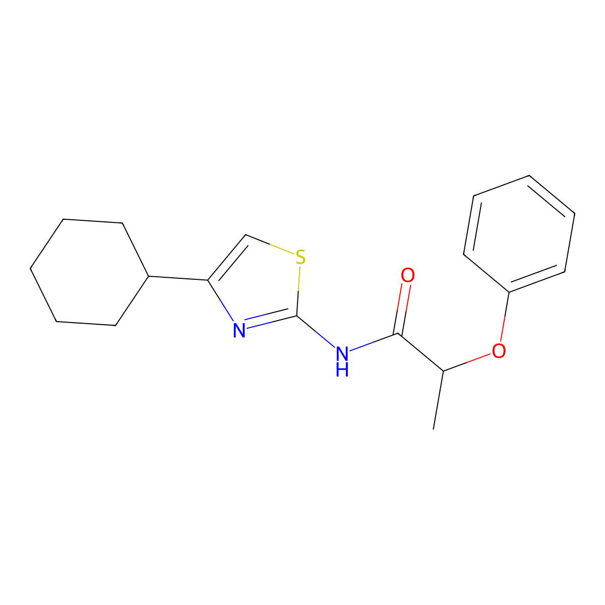 N-(4-cyclohexyl-1,3-thiazol-2-yl)-2-phenoxypropanamide molecular structure, CAS 712325-87-6