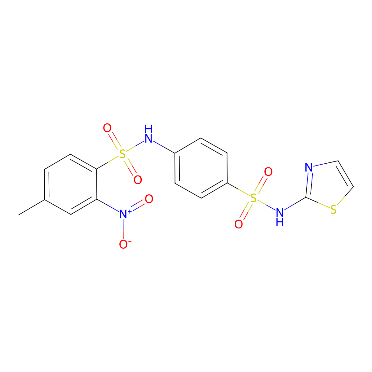 4-Methyl-2-nitro-N-(4-(N-(thiazol-2-yl)sulfamoyl)phenyl)benzenesulfonamide molecular structure, CAS 712326-63-1