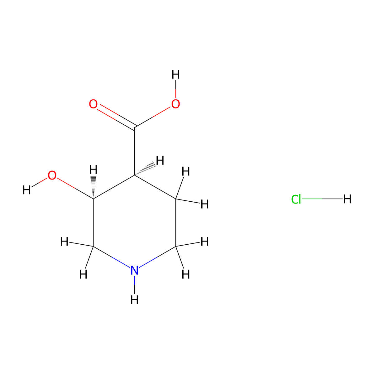 rac-(3R,4R)-3-hydroxypiperidine-4-carboxylic acid hydrochloride molecular structure, CAS 71233-10-8