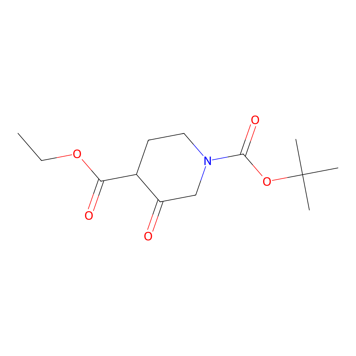 1-tert-Butyl 4-ethyl 3-oxopiperidine-1,4-dicarboxylate molecular structure, CAS 71233-25-5