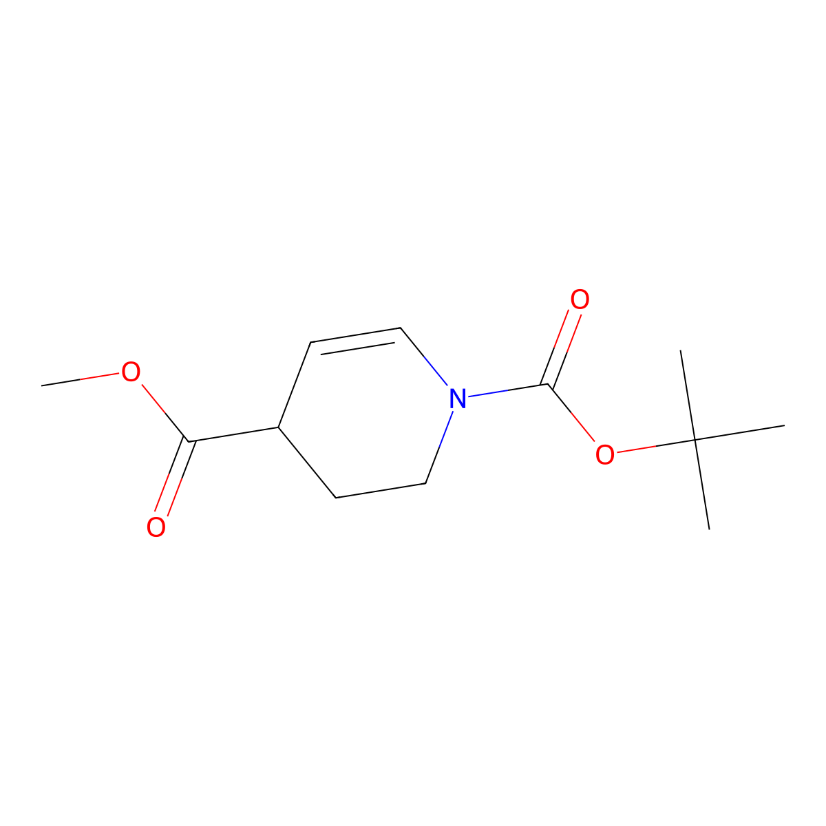 1-Tert-butyl 4-methyl 1,2,3,4-tetrahydropyridine-1,4-dicarboxylate molecular structure, CAS 71233-30-2