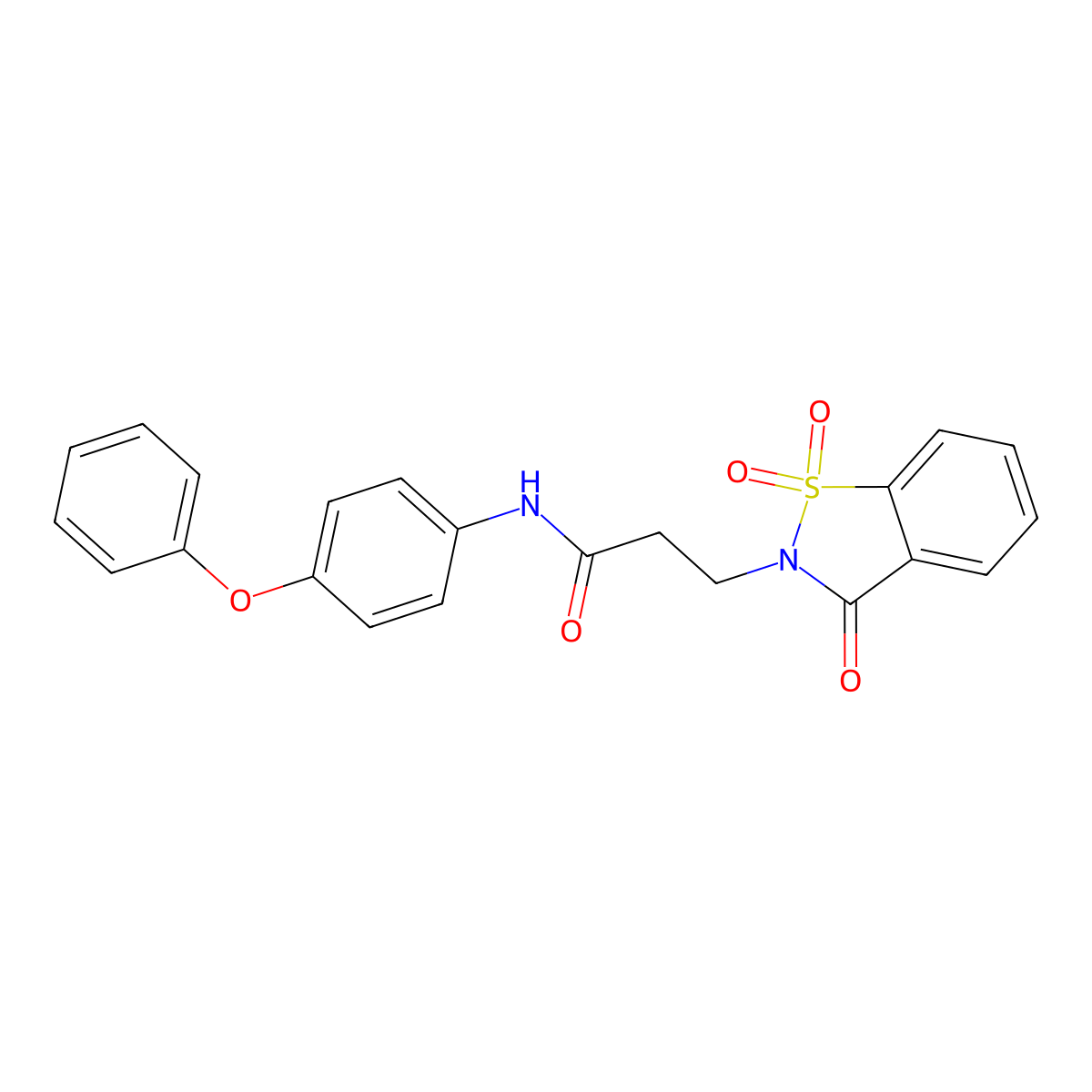 N-(4-phenoxyphenyl)-3-(1,1,3-trioxo-1,2-benzothiazol-2-yl)propanamide molecular structure, CAS 712332-88-2