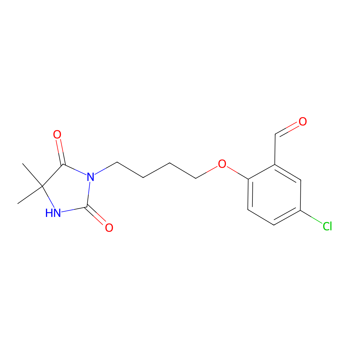 5-Chloro-2-[4-(4,4-dimethyl-2,5-dioxoimidazolidin-1-yl)butoxy]benzaldehyde molecular structure, CAS 712333-37-4