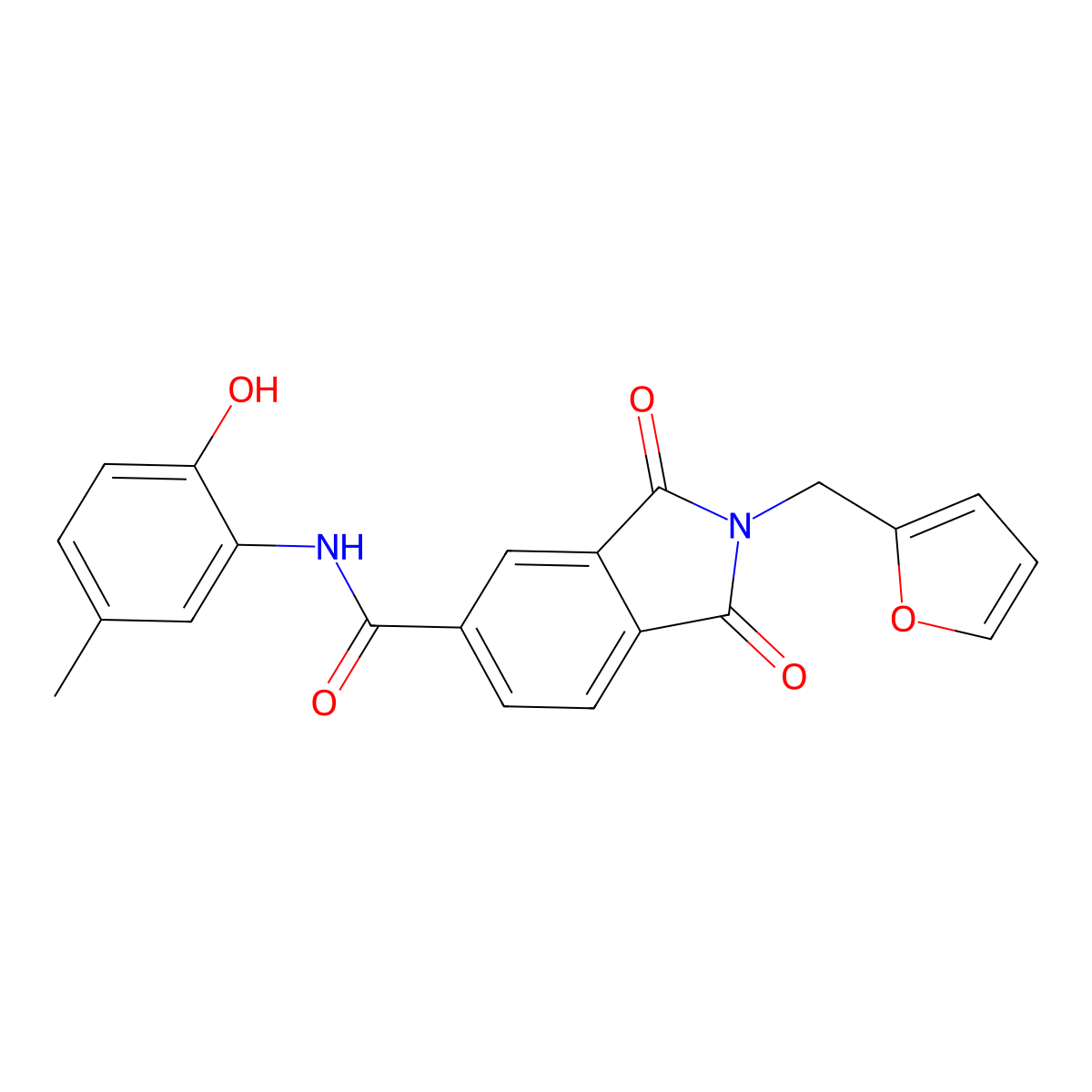 2-(furan-2-ylmethyl)-N-(2-hydroxy-5-methylphenyl)-1,3-dioxoisoindole-5-carboxamide molecular structure, CAS 712333-78-3