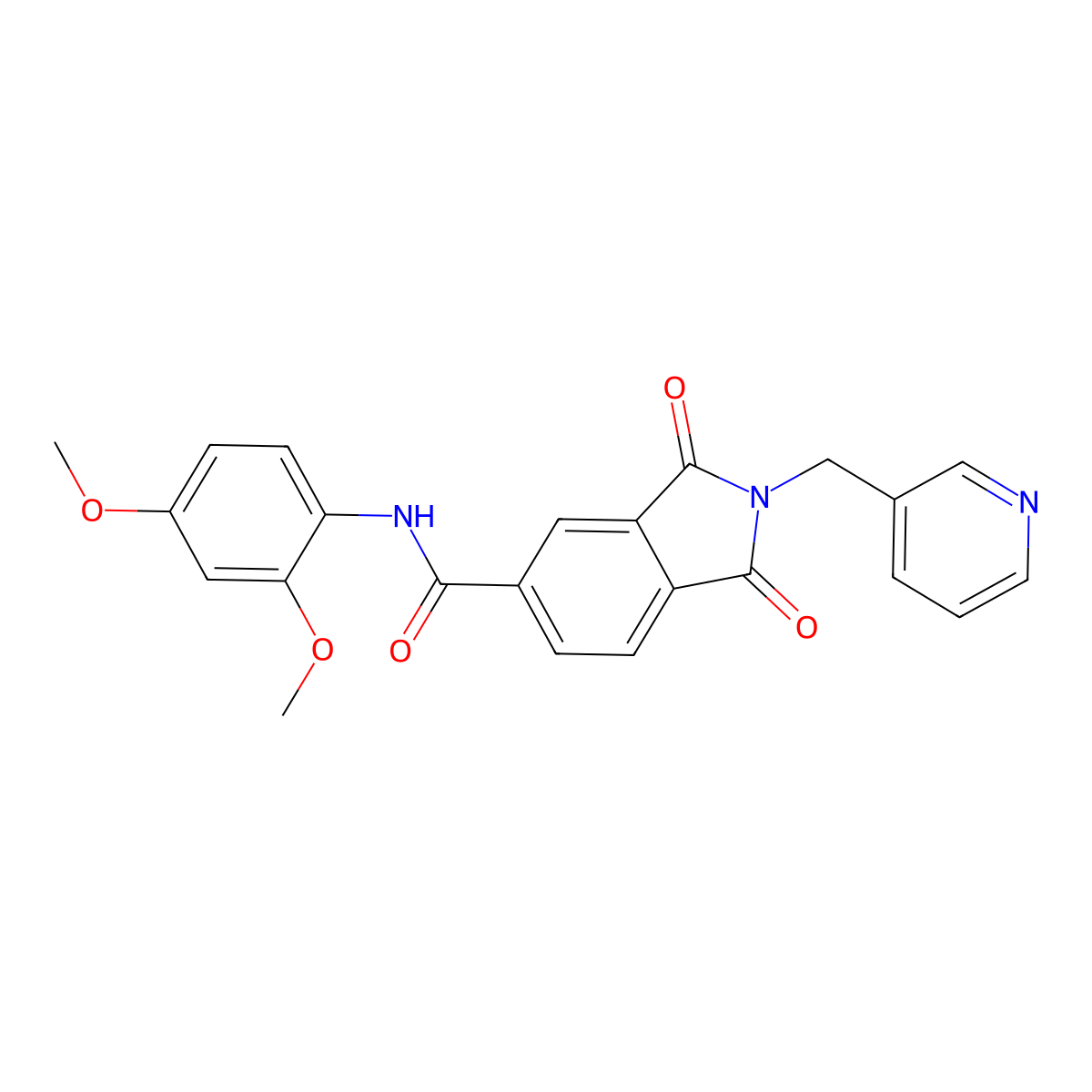 N-(2,4-dimethoxyphenyl)-1,3-dioxo-2-(3-pyridinylmethyl)-5-isoindolinecarboxamide molecular structure, CAS 712334-00-4