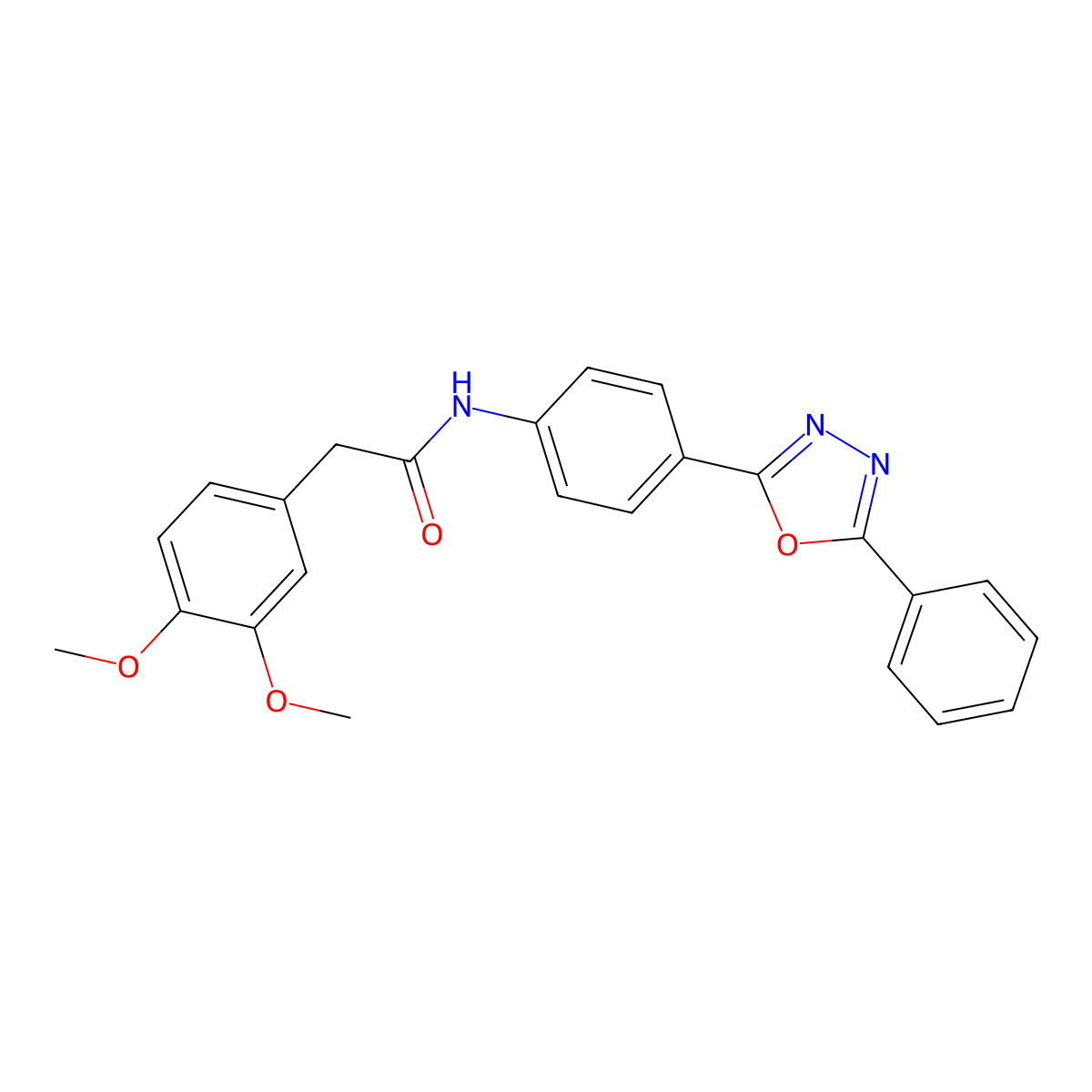 2-(3,4-dimethoxyphenyl)-N-[4-(5-phenyl-1,3,4-oxadiazol-2-yl)phenyl]acetamide molecular structure, CAS 712334-42-4