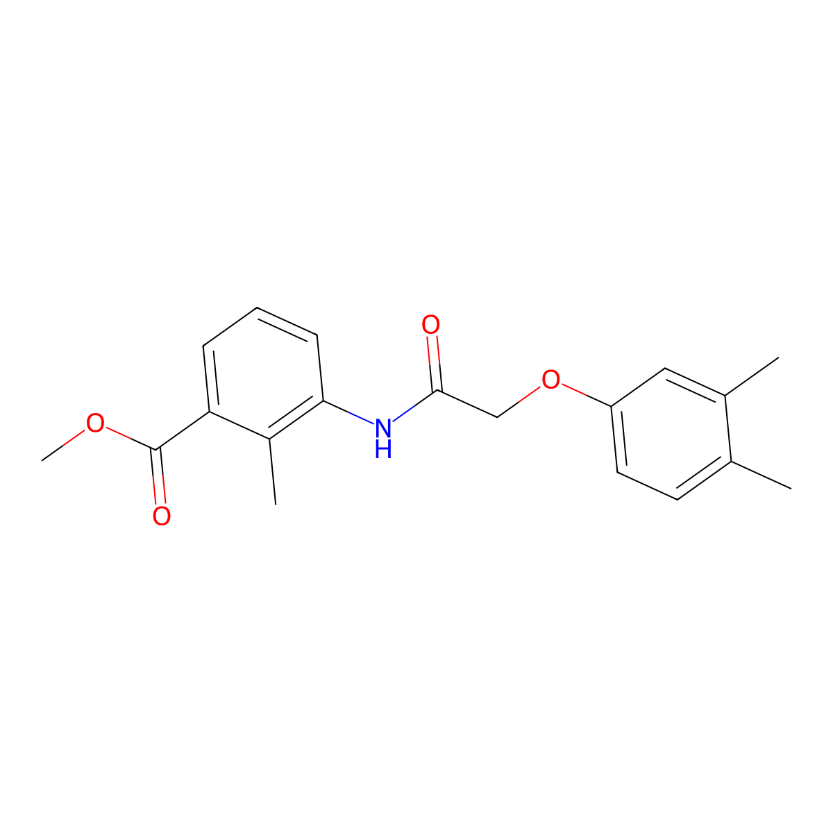 Methyl 3-{[(3,4-dimethylphenoxy)acetyl]amino}-2-methylbenzoate molecular structure, CAS 712334-75-3