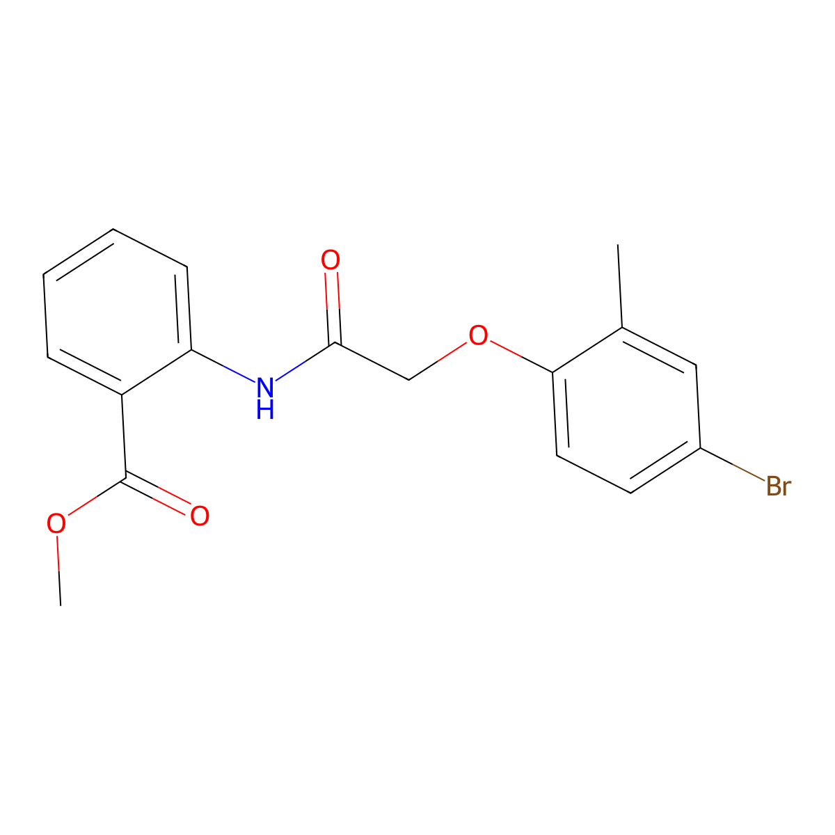 Methyl 2-{[(4-bromo-2-methylphenoxy)acetyl]amino}benzoate molecular structure, CAS 712335-07-4