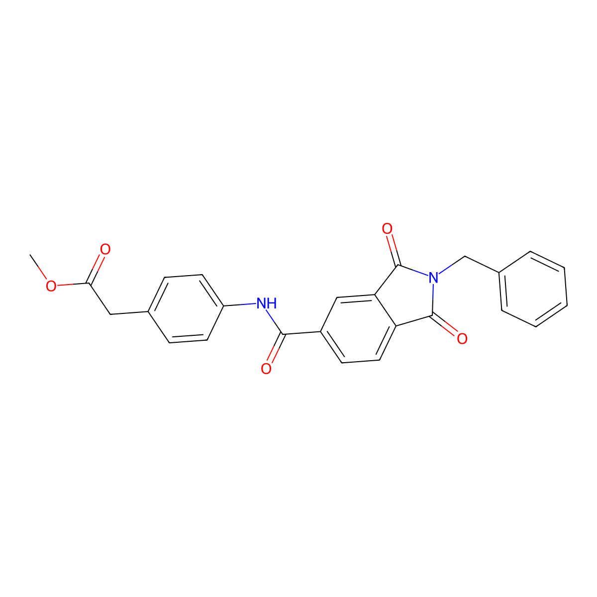 methyl (4-{[(2-benzyl-1,3-dioxo-2,3-dihydro-1H-isoindol-5-yl)carbonyl]amino}phenyl)acetate molecular structure, CAS 712335-10-9