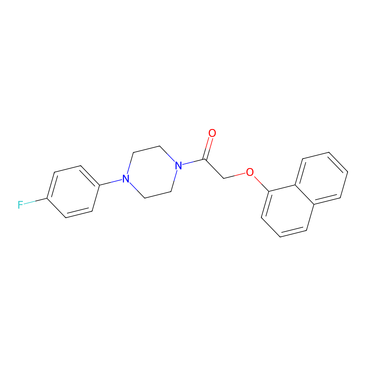 1-[4-(4-Fluorophenyl)piperazin-1-yl]-2-naphthalen-1-yloxyethanone molecular structure, CAS 712335-55-2