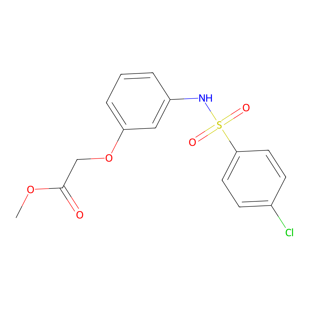 Methyl (3-{[(4-chlorophenyl)sulfonyl]amino}phenoxy)acetate molecular structure, CAS 712335-95-0