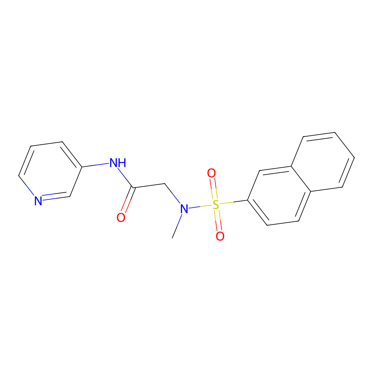 2-[methyl(naphthalen-2-ylsulfonyl)amino]-N-pyridin-3-ylacetamide molecular structure, CAS 712336-48-6