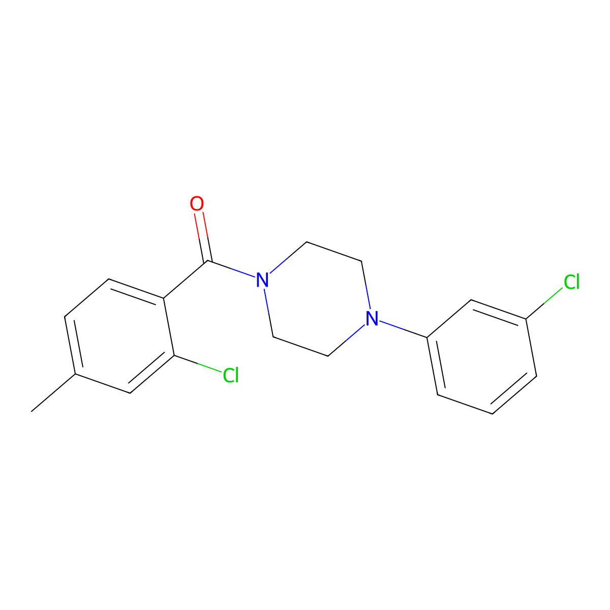 (2-Chloro-4-methylphenyl)-[4-(3-chlorophenyl)piperazin-1-yl]methanone molecular structure, CAS 712336-54-4