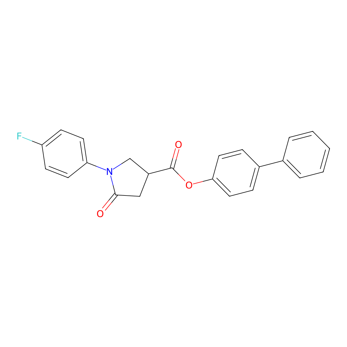 Biphenyl-4-yl 1-(4-fluorophenyl)-5-oxopyrrolidine-3-carboxylate molecular structure, CAS 712336-63-5
