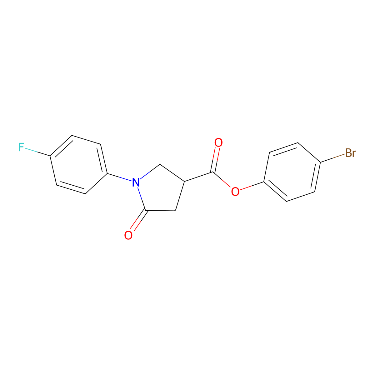 4-Bromophenyl 1-(4-fluorophenyl)-5-oxo-3-pyrrolidinecarboxylate molecular structure, CAS 712337-21-8