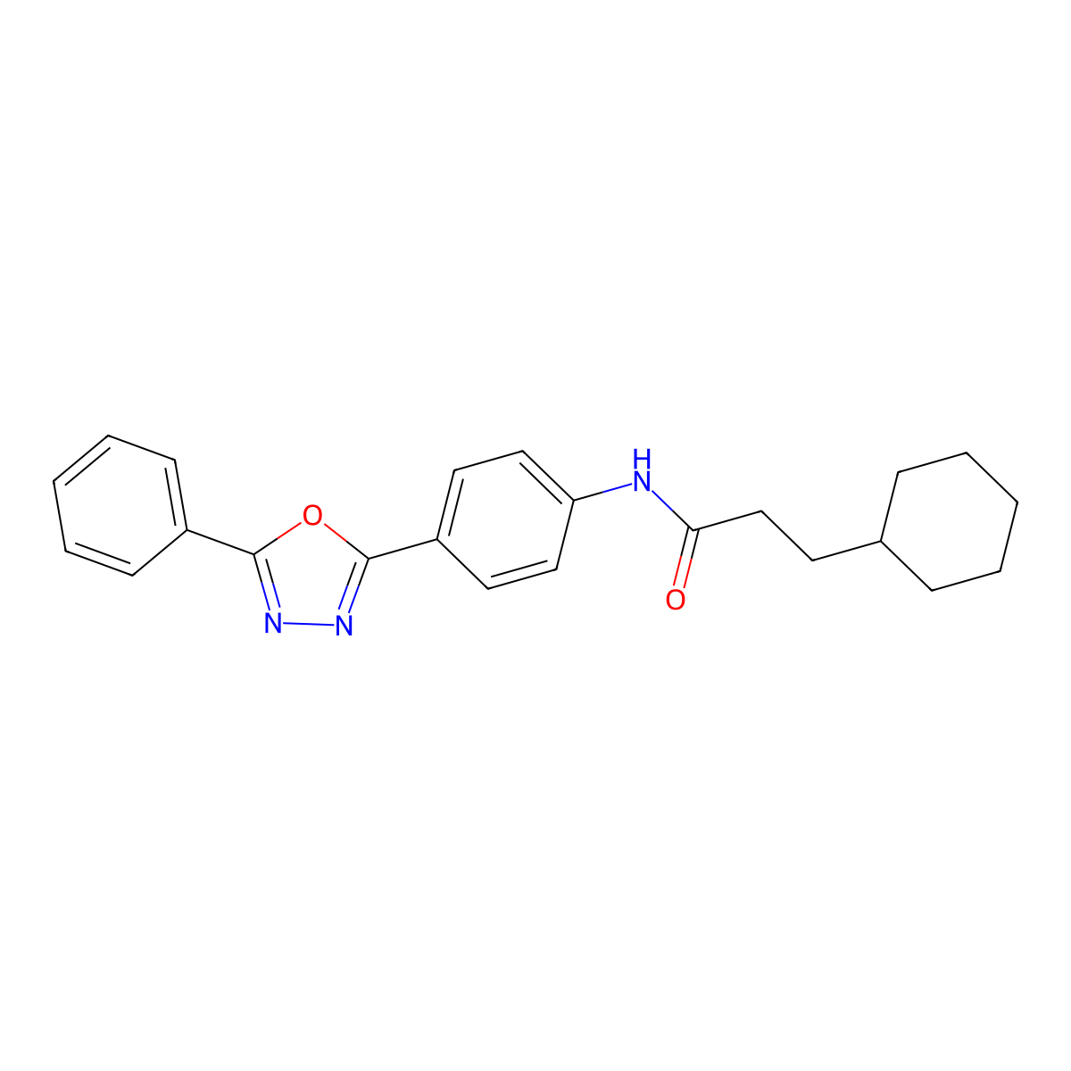 3-cyclohexyl-N-[4-(5-phenyl-1,3,4-oxadiazol-2-yl)phenyl]propanamide molecular structure, CAS 712337-59-2