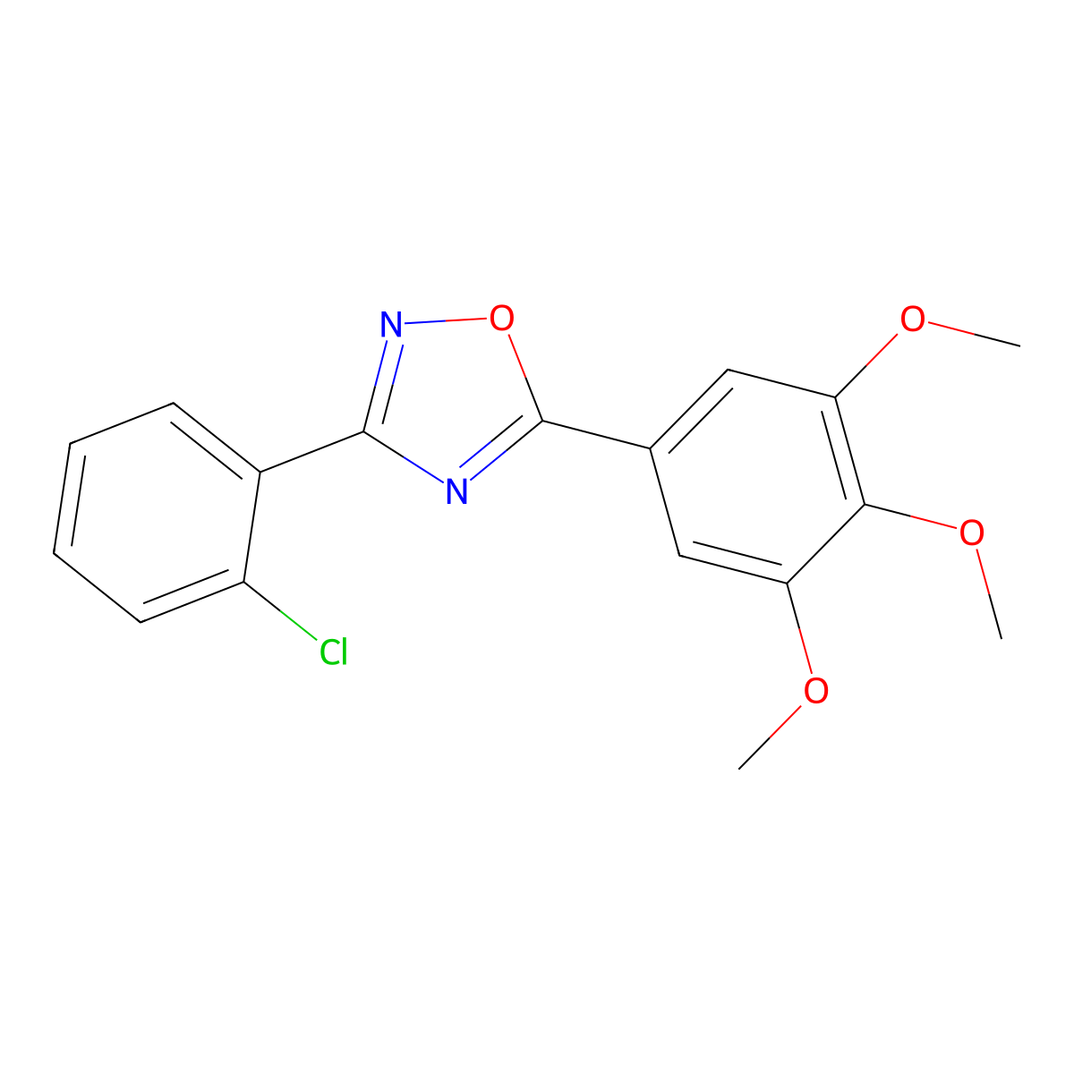 3-(2-Chlorophenyl)-5-(3,4,5-trimethoxyphenyl)-1,2,4-oxadiazole molecular structure, CAS 712337-77-4