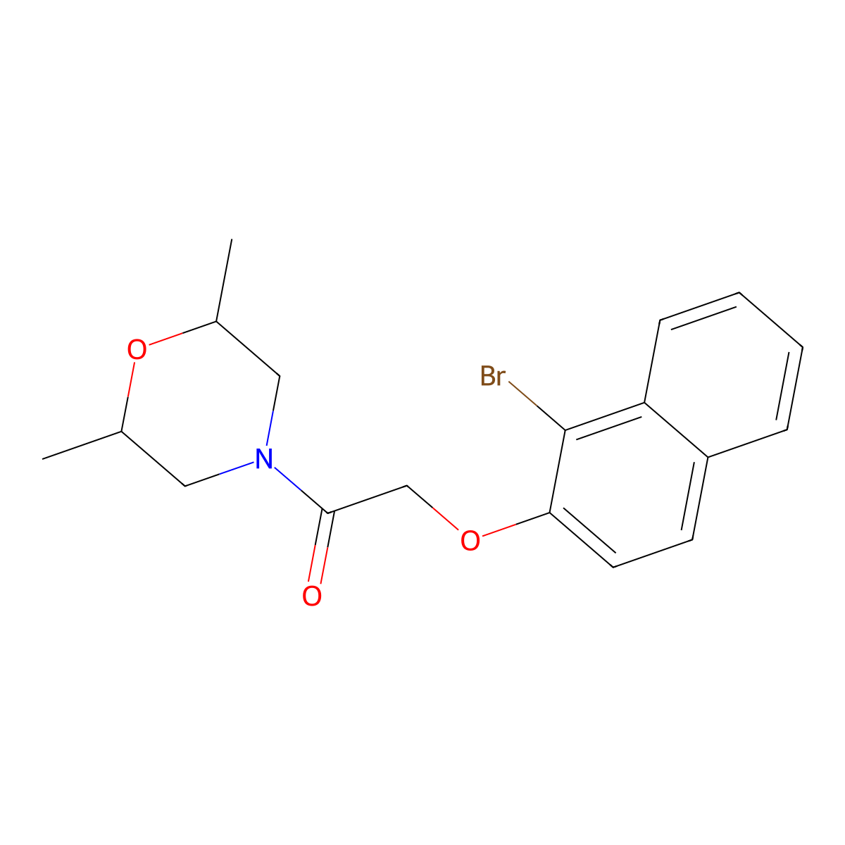 2-(1-Bromonaphthalen-2-yl)oxy-1-(2,6-dimethylmorpholin-4-yl)ethanone molecular structure, CAS 712338-03-9