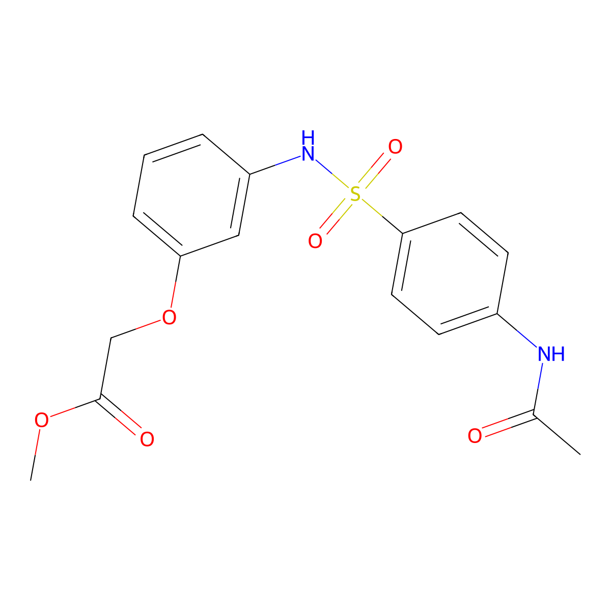 Methyl [3-({[4-(acetylamino)phenyl]sulfonyl}amino)phenoxy]acetate molecular structure, CAS 712338-11-9